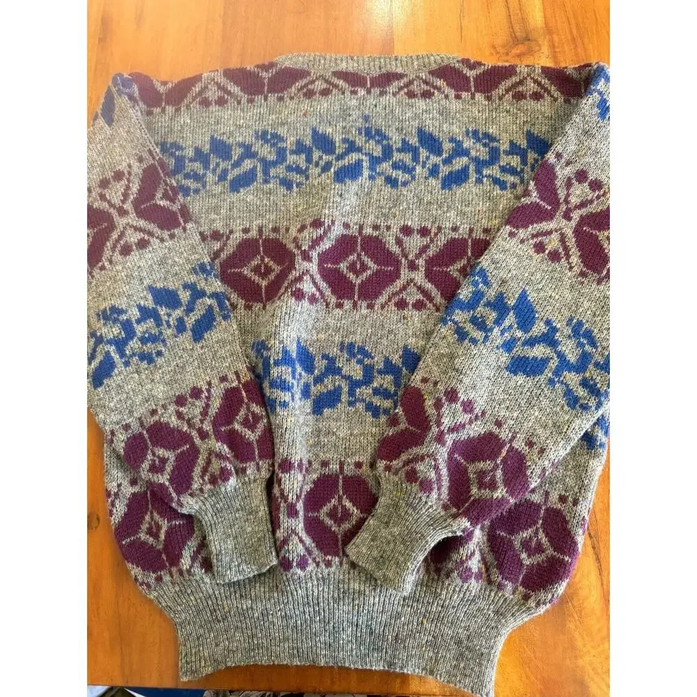 Grandpa‎ Sweater Southwest Vintage 90s Medium Aztec Navajo Grunge Floral Wool